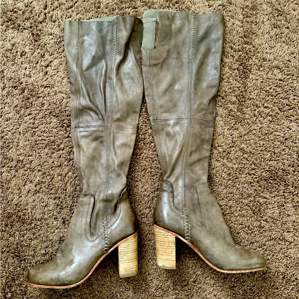 Free People Over the Knee Boots - Taupe